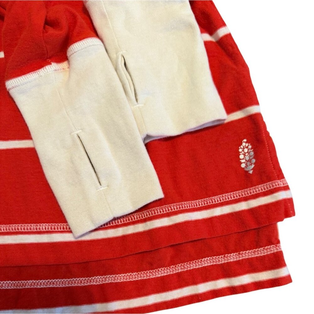 SMALL Free People All Star Orange Stripe Long Sleeve Jersey Knit Oversized Top - Picture 5 of 9